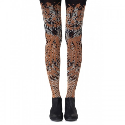 Black & Grey Head To Sea Tights with an All-Over Vibrant Pattern