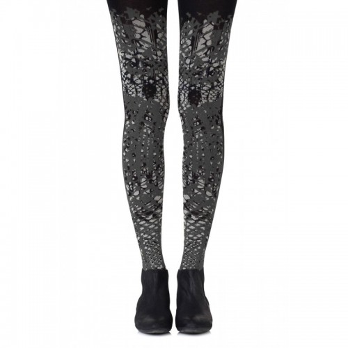 Black & Grey Head To Sea Tights with an All-Over Vibrant Pattern