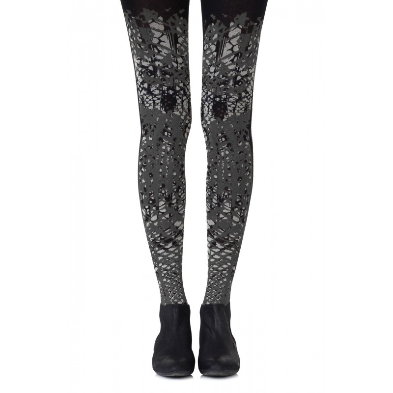 Black & Grey Head To Sea Tights with an All-Over Vibrant Pattern