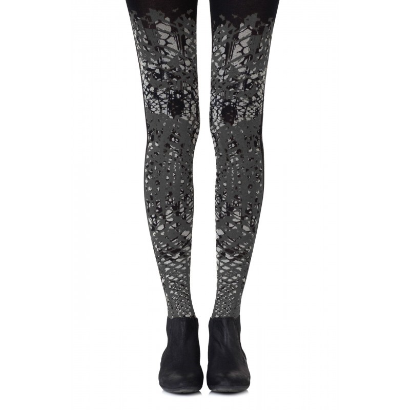 Black & Grey Head To Sea Tights with an All-Over Vibrant Pattern