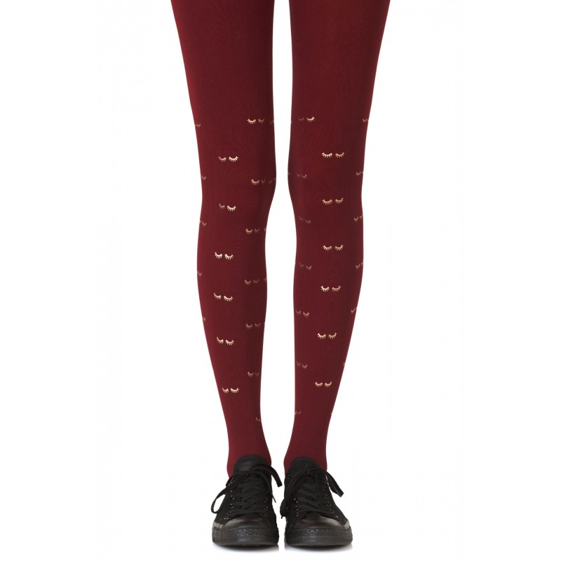 Burgundy & Gold Daydreaming Sheer Tights