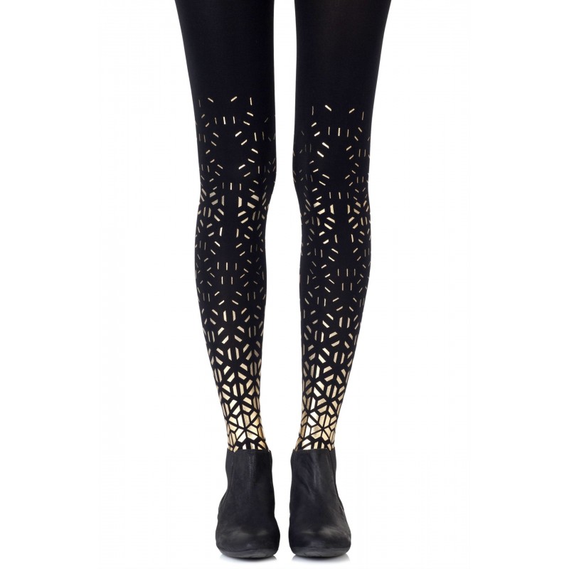 Black All-Over Geometric Pattern Pair of Tights