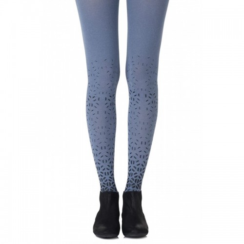 Blue Shape Up Sheer Tights with an All-Over Geometric Pattern