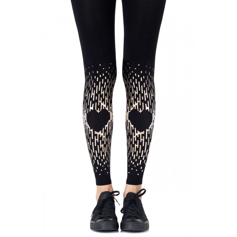 Black & Gold Love Is All Around Sheer Tights