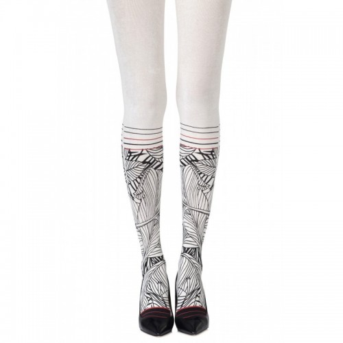 Cream & Black Waikiki Nights Sock-Style Tights