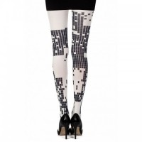 Cream Opaque 100 Denier Reeve Sheer Tights With Black Checkers