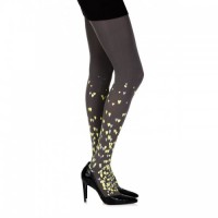 Grey & Yellow Opaque 120 Denier Tights With Little Yellow & Grey Hearts