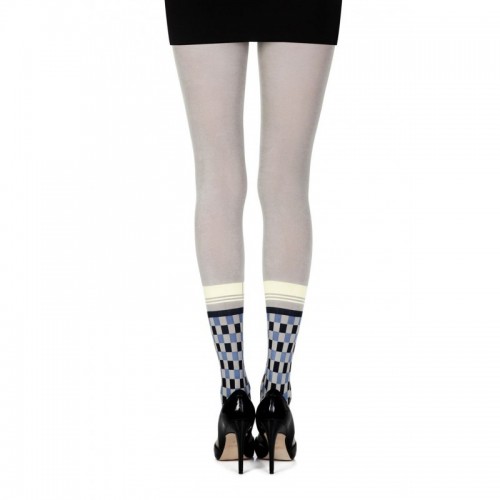 Light Grey 100 Denier Reeve Sheer Tights With Colourful Socks Print On The Lower Legs