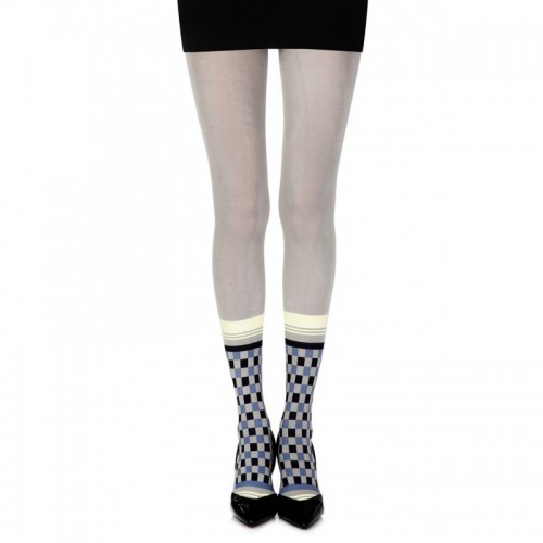 Light Grey 100 Denier Reeve Sheer Tights With Colourful Socks Print On The Lower Legs