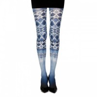 Opaque White 120 Denier Sheer Tights With Special Tie-Dye Printing