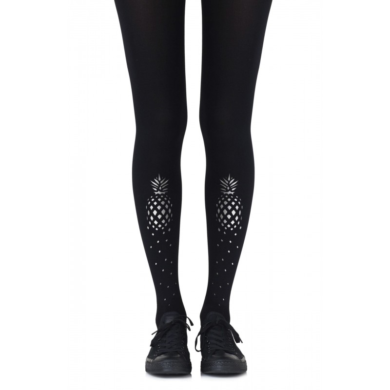 Black & Silver Tropical Dreams Tights