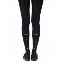 Black & Gold Wings Sheer Tights