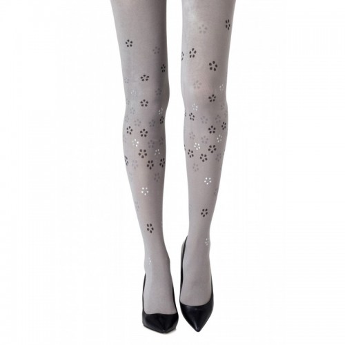 Grey All-Over Printed Sheer Tights