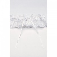 White Lacy Leg Garter With Soft Satin Trim & White Lace On Top & Bottom