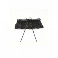 Black Satin And Lace Leg Garter Ribbon Bow Streamers