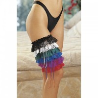 Black Satin And Lace Leg Garter Ribbon Bow Streamers