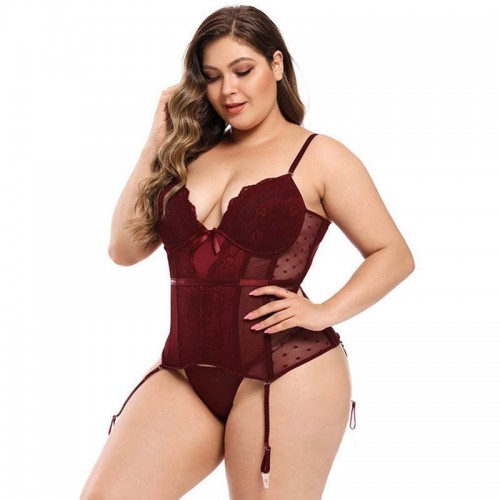 Corset Top Lingerie Set with Matching Thong | SM-6XL | Womens Underwear & Nightwear by IBA