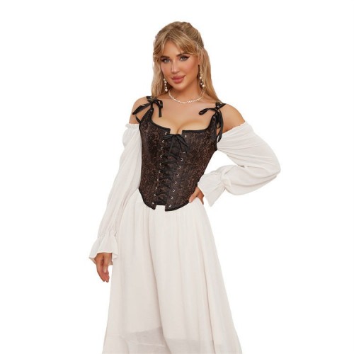 Double-shoulder Strap Jacquard Vintage Corset | Up To 6XL | Womens Underwear & Nightwear by IBA