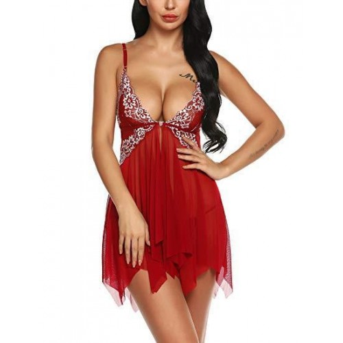 Front Closed Sheer Sheer Babdoll Chemise V-Neck Lingerie | Womens Underwear & Nightwear by IBA