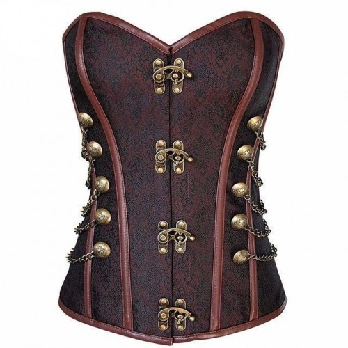 Sturdy Bronze Embellished Steampunk Corset | Black or Coffee | Womens Underwear & Nightwear by IBA