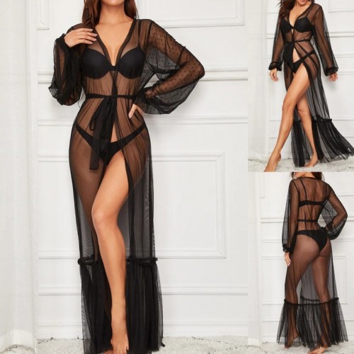 Sexy Sheer Mesh Polka Dot Long Gown | Womens Underwear & Nightwear by IBA