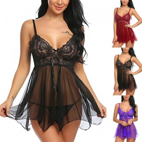 Sexy Sheer Mesh Babdoll Chemise Lingerie Nightdress | Small-4XL | Womens Underwear & Nightwear by IBA