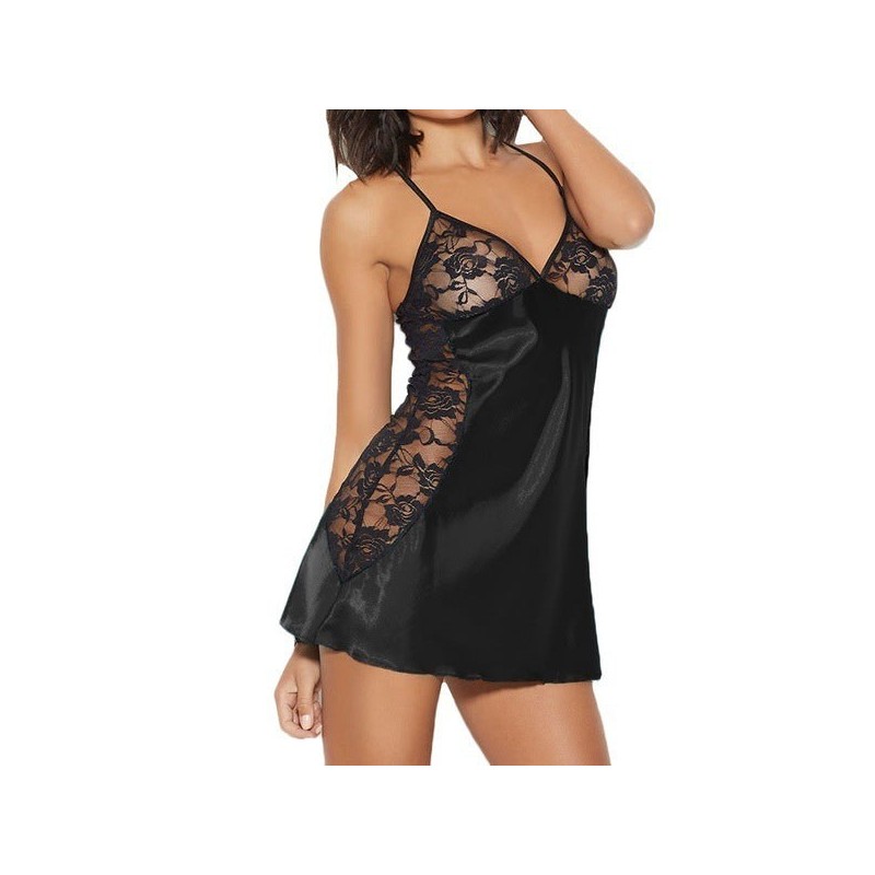 Ladies Satin and Lace Babdoll Chemise Nightdress Lingerie | Small - Plus Size | Womens Underwear & Nightwear by IBA