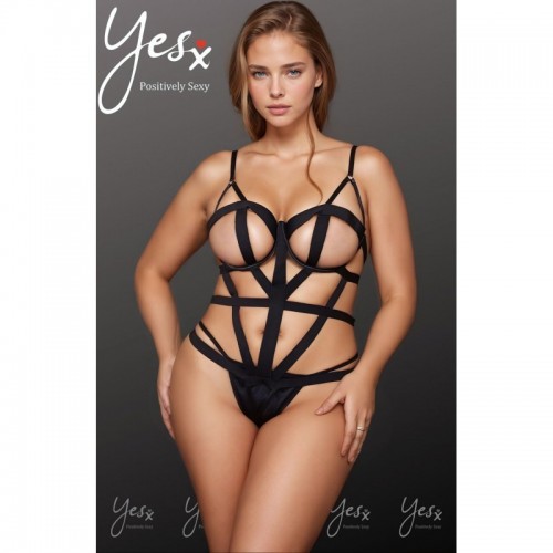 Black Plus Size Strappy Bodysuit