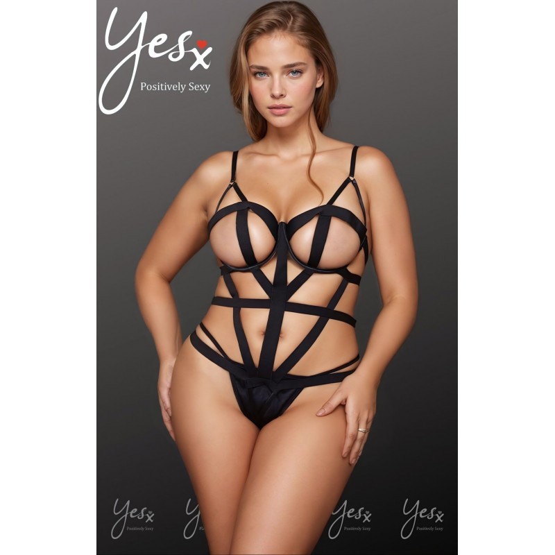 Black Plus Size Strappy Bodysuit