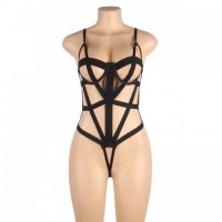 Black Plus Size Strappy Bodysuit