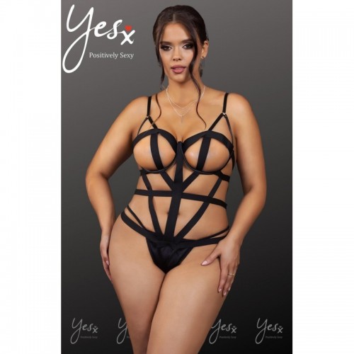 Black Plus Size Strappy Bodysuit