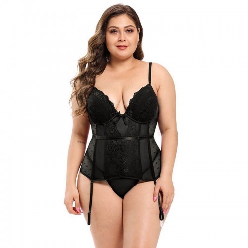 Corset Top Lingerie Set with Matching Thong | SM-6XL | Womens Underwear & Nightwear by IBA