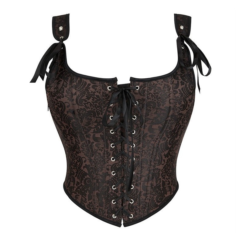 Double-shoulder Strap Jacquard Vintage Corset | Up To 6XL | Womens Underwear & Nightwear by IBA