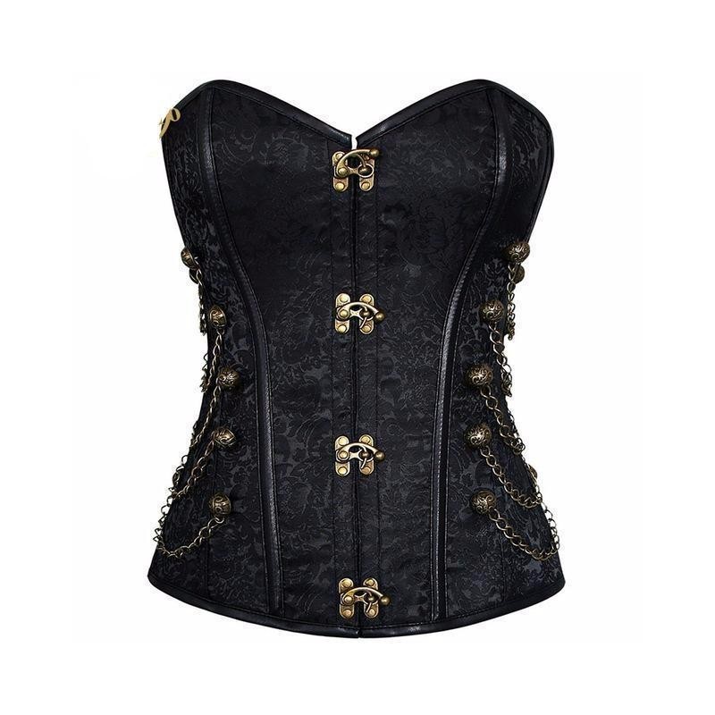 Sturdy Bronze Embellished Steampunk Corset | Black or Coffee | Womens Underwear & Nightwear by IBA