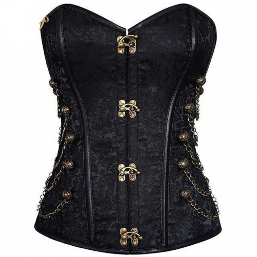 Sturdy Bronze Embellished Steampunk Corset | Black or Coffee | Womens Underwear & Nightwear by IBA