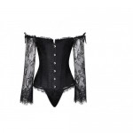 Steampunk Lace Sleeved Gothic Corset Bustier | Available in Red or Black up-to 6XL | Womens Underwear & Nightwear by IBA