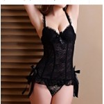 French Style Corselette Lace Teddy Bodysuit with Matching Lace Knickers | Womens Underwear & Nightwear by IBA