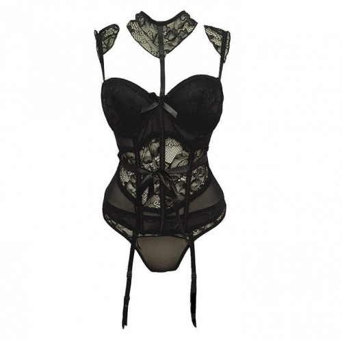 Gothic Black Lace Corset Set | Womens Underwear & Nightwear by IBA