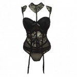 Gothic Black Lace Corset Set | Womens Underwear & Nightwear by IBA