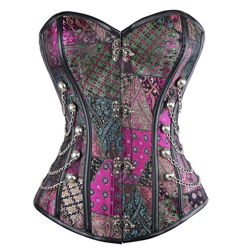 Patchwork Steel Rib Punk Corset | Womens Underwear & Nightwear by IBA