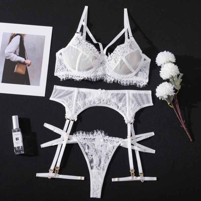 White 3 Piece French Bridal Lingerie Set, Wedding Night or any Night! | Womens Underwear & Nightwear by IBA